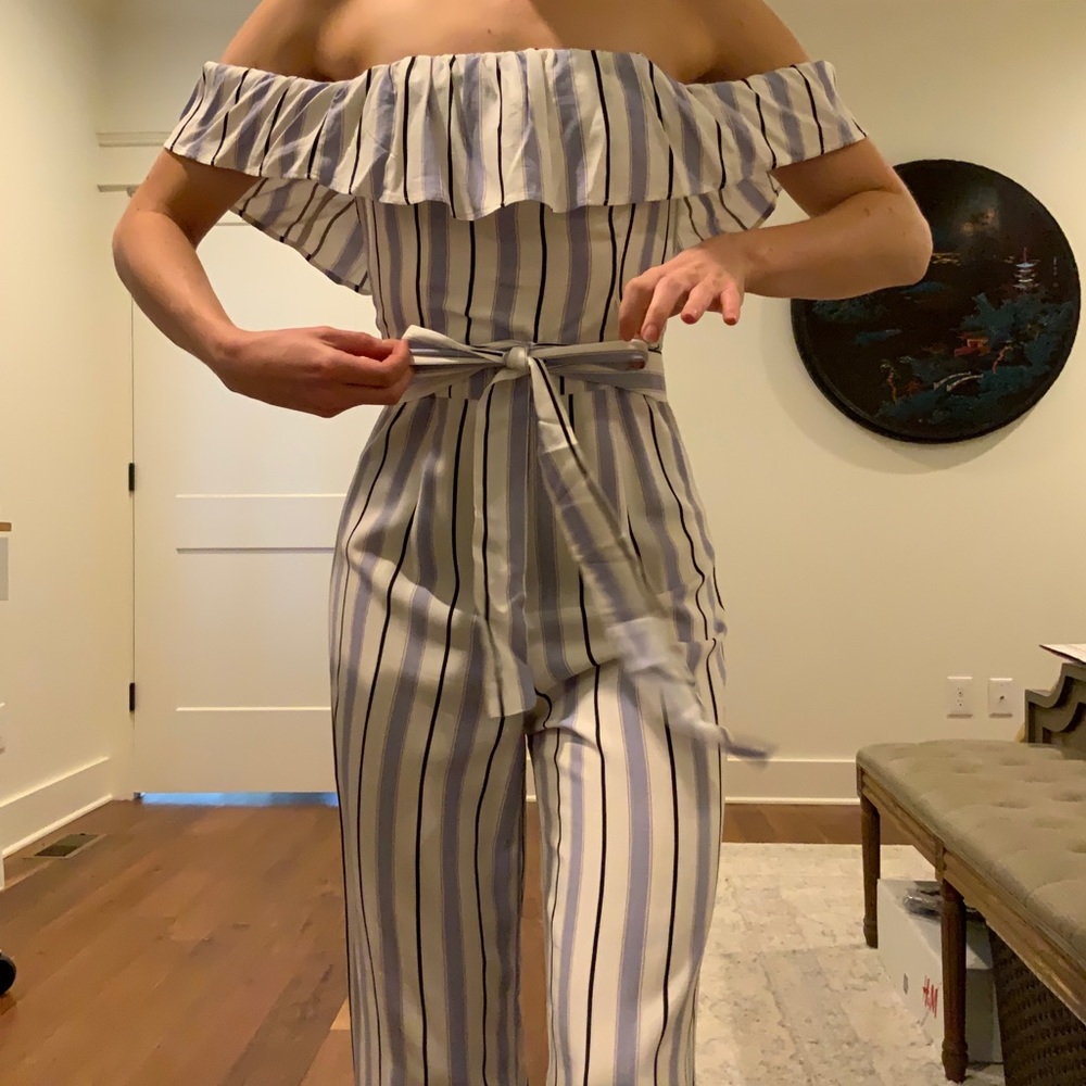 Striped Strapless Jumpsuit
